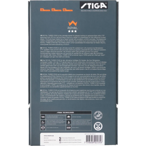 Ракетка для настольного тенниса  Stiga Royal WRB 3 Star FL (1213-2818-01) - фото №5